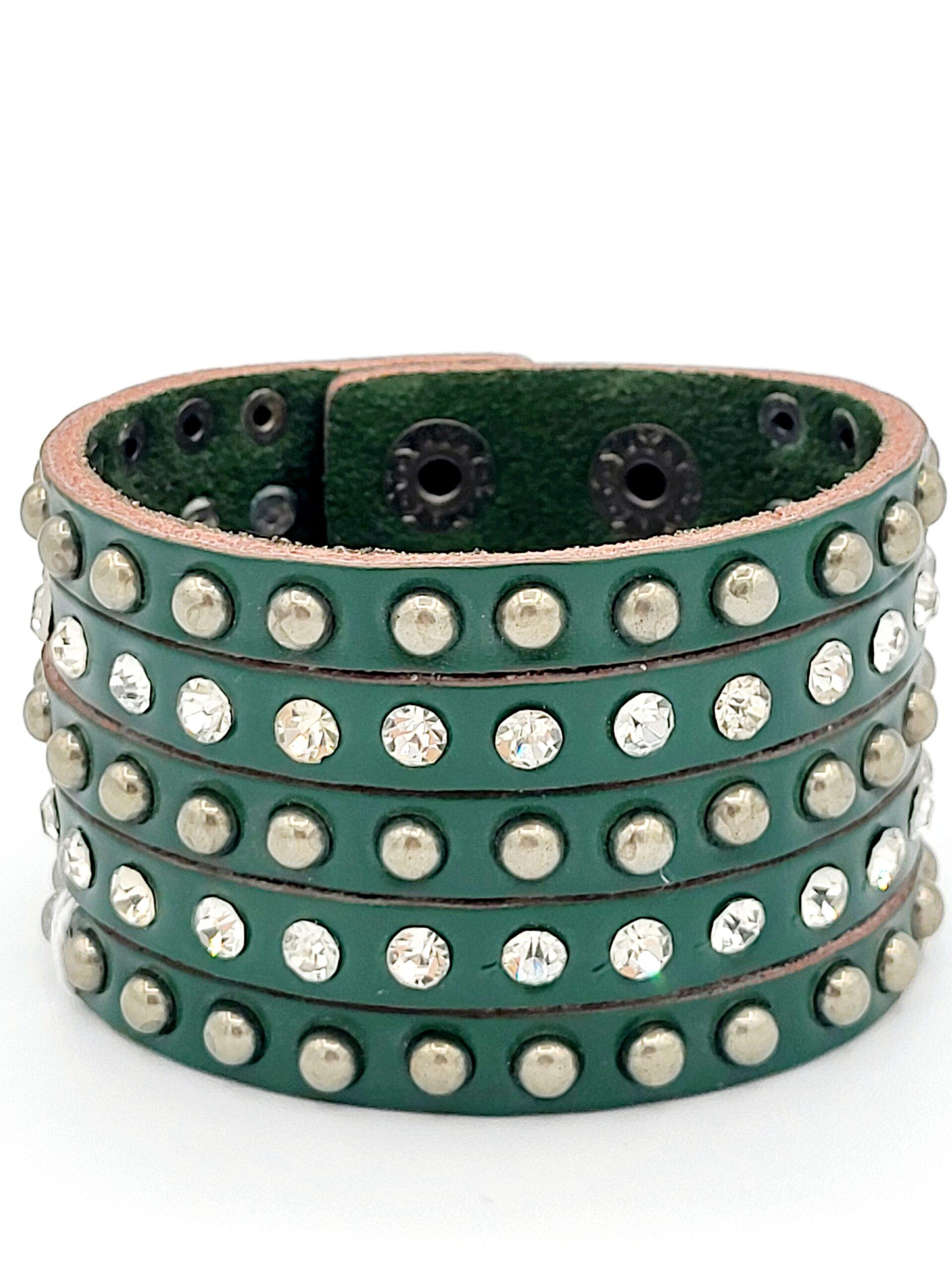 Pulsera Tyler Verde the annies shop moda estilo bisuteria pulsera original verde esmeralda piedras brillantes cierre boton bronce