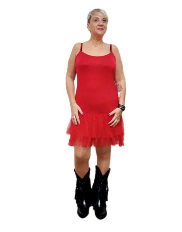 Combinación Tul Rojo the annies shop moda combinación tul vestido tirantes lunares doble velo escote recto original verano rojo