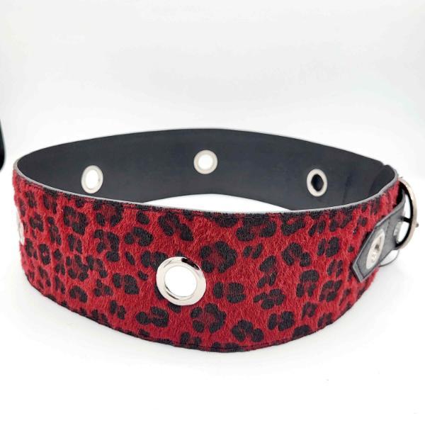 Cinturón Pelo Leopardo Rojo