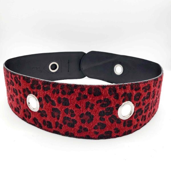 Cinturón Pelo Leopardo Rojo