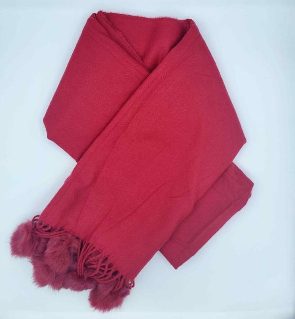 Bufanda Lisa Rojo the annies shop moda complemento bufanda suave rojo ribete felcos pompones lisa cómoda sintética