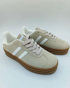 Zapatillas Beige rayas Blancas
