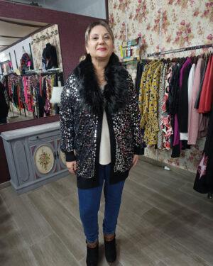 Chaqueta Negra Pelo Lentejuelas